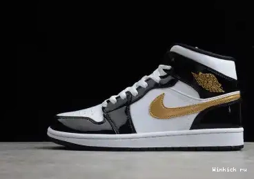 Air Patent 1 Black White Jordan Mid Gold 0527